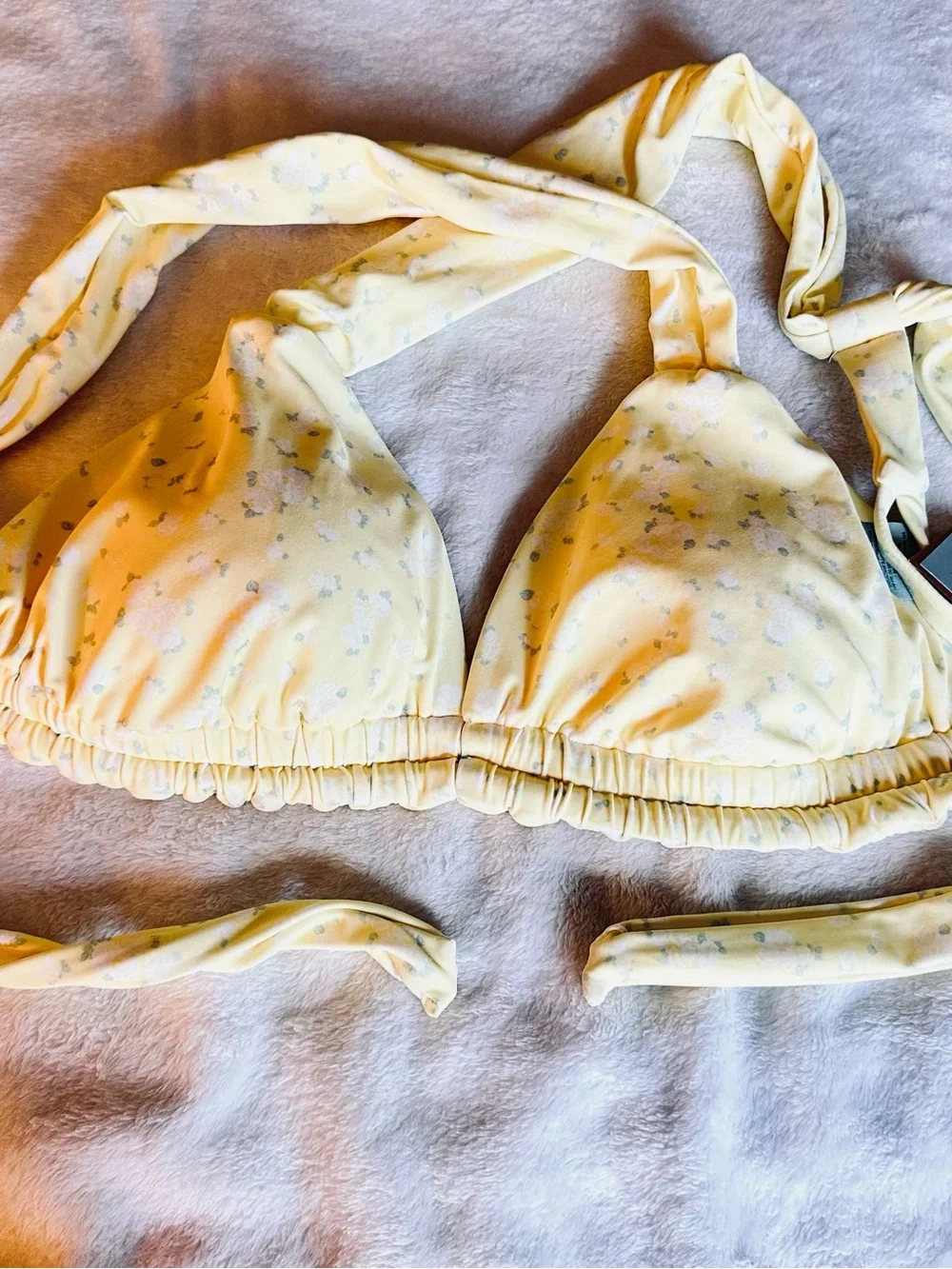 Target Pale Yellow Floral Triangle Bikini Top - Picture 2 of 3